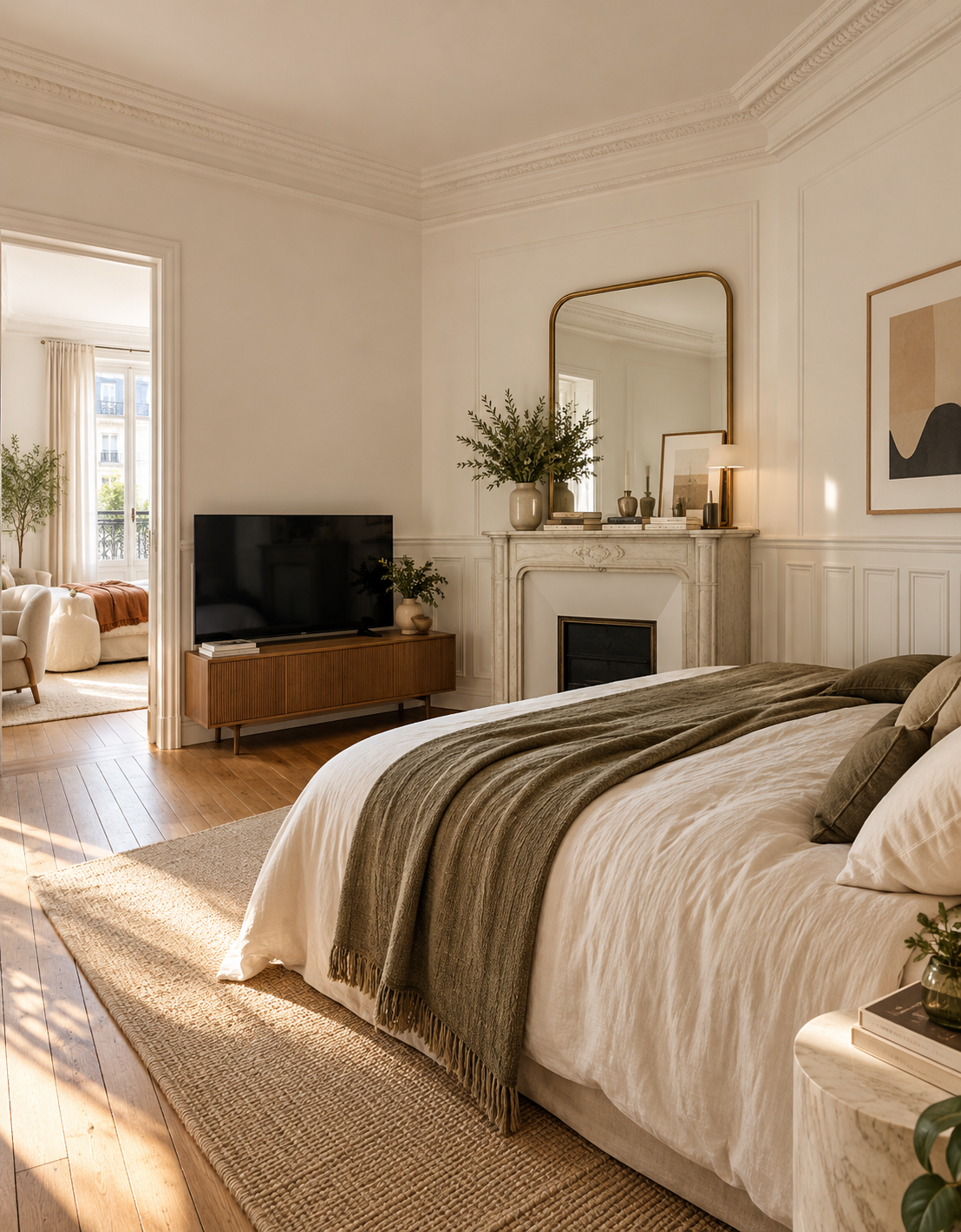 Chambre au décor soigné